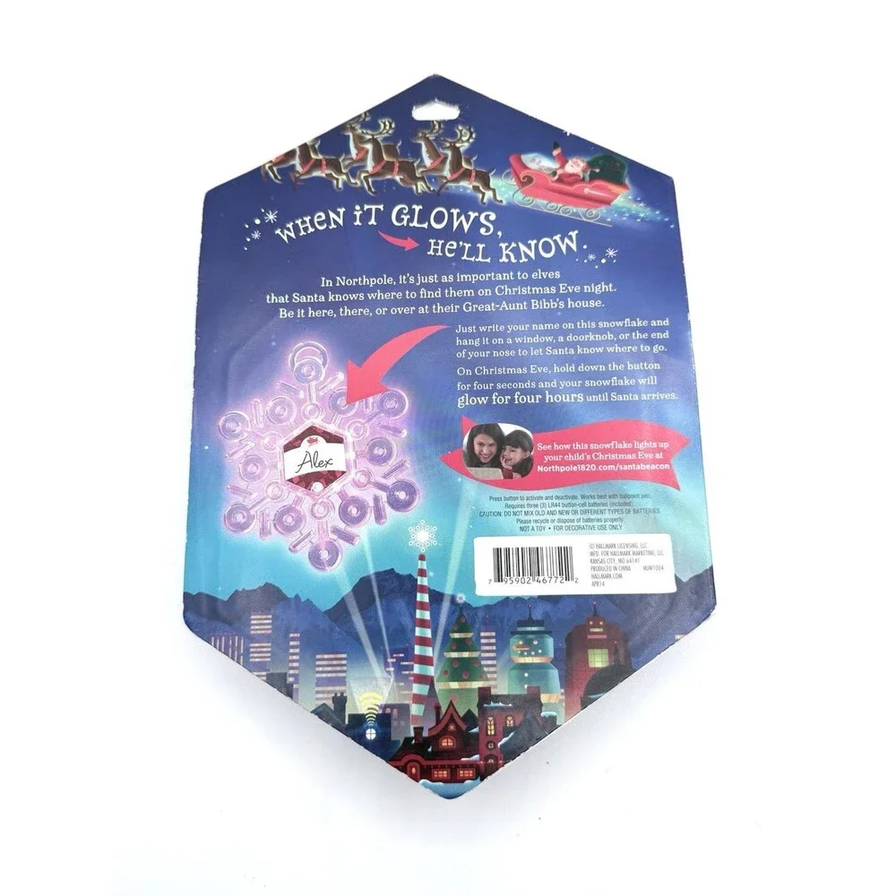 Hallmark Northpole Find Me Santa‎ Light up Snowflake NEW